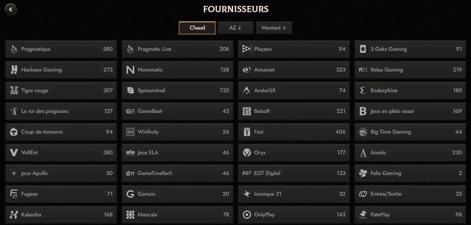 crusado casino fournisseurs