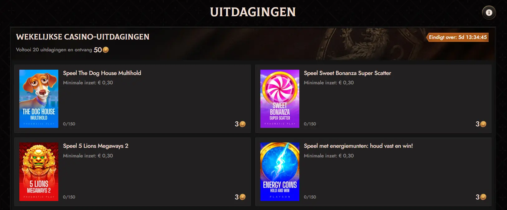crusado casino uitdagingen